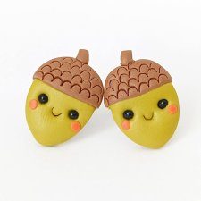 Kolczyki żołędzie kawaii na sztyftach