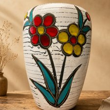 Duży wazon Vintage Scheurich West Germany lata 60 Mid Century kwiaty