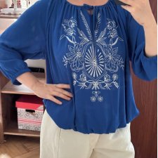 Lane Bryant Niebieska Bluzka z Haftem Plus Size 18/20 4XL / 48 / 20