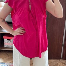 Torrid Różowa Bluzka z Falbankami Plus Size