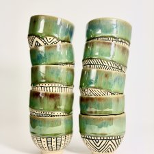 Etno czarka ceramiczna, kubek na herbatę kawę, matchawan