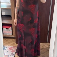 Sukienka Maxi Sheer w Róże Plus Size 3-4XL