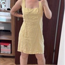 Old Navy Żółta Sukienka w Kratkę Gingham Plus Size XXL Tall