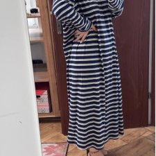 Lands' End Sukienka maxi w Granatowe Paski 5XL / 50 / 22
