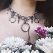 Spike O-Ring Chainmaille Choker – stal chirurgiczna 316L z kolcami | gothic industrial
