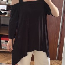 Ellen Tracy Czarna Bluzka Cold Shoulder 4XL / 48 / 20