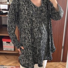 Roaman’s Bluzka w Czarnobiały Print Plus Size 8XL / 56 / 28