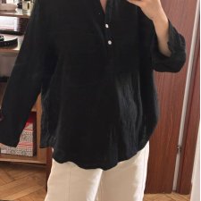 Czarna Bluzka Tunika z Kieszonką Plus Size 3-4 XL