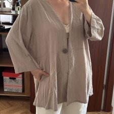 Soft Surroundings tunika bawelniana/kimonowa | beżowa | oversize | plus size 8XL / 56 / 28