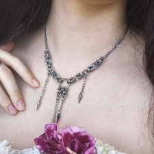 Naszyjnik chainmaille z kolcami ze stali chirurgicznej gothic dark