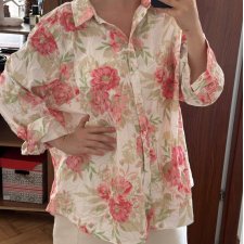 d&co Denim + Company kwiatowa koszula 98% bawełna | floral | vintage 8XL / 56 / 28