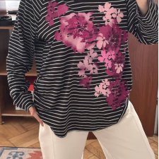 Just My Size by Hanes 22W-24W | bluzka w paski z kwiatowym nadrukiem
