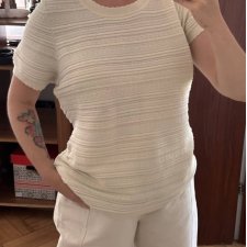 Lane Bryant 18/20 | kremowy ażurowy top z krótkim rękawem 4XL / 48 / 20
