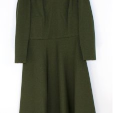 BISTOROWA  sukienka khaki  PRL hand made L/XL
