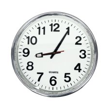 Klasyczny okrągły zegar ścienny quartz – lata 90., średnica 39 cm, sprawny