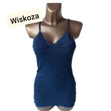Błyszczący Niebieski Top Wiskoza