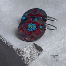 Kolczyki Exotic Flower - Dark Ruby & Turquoise Blue
