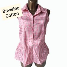 Letnia Bluzka 44 XXL Bawełna Cotton Baskinką Kratka