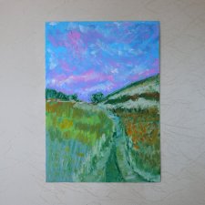 Wiosna obraz pastela olejna A4