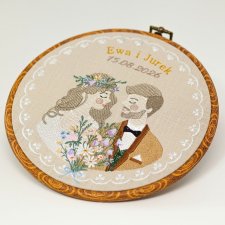 Ślubna, indywidualna dedykacja, haft w oprawie vintage