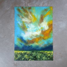 Pole kukurydzy obraz pastela olejna A4