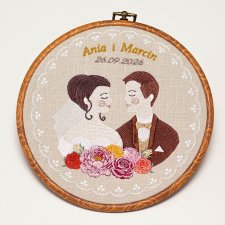 Ślubna, indywidualna dedykacja, haft w oprawie vintage