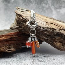 Wisiorek chainmaille - karneol, jadeit