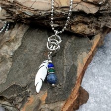 Wisiorek chainmaille - sodalit, jadeit, lapis -lazuli