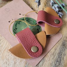 Kolczyki skórzane Boho brązowo- czerwone
