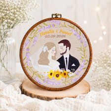 Ślubna, indywidualna dedykacja, haft w oprawie vintage