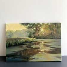 Obraz Olejny na Płótnie 40x50 | Autorski Pejzaż "Odbicie"