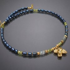 Pearls /navy blue/ perły naturalne - choker /31.03.26/