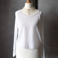 ZARA biały ażurowy cienki sweterek dzianinowy | lekki | basic S M