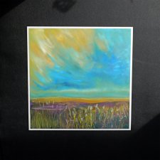 Złoty wiatr obraz pastela olejna 30x30 cm