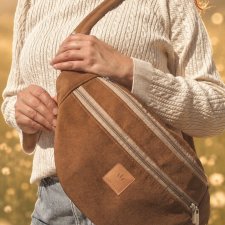 Maxi nerka damska z tkaniny 'wool look' Orzech Laskowy
