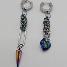 Rainbow heart kolczyki wielobarwne tęczowe