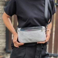 szaro-czarna mini saszetka damska