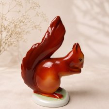 Figurka wiewiórki Hollohaza porcelana Vintage Węgry lata 60 sygnowana Retro home Wiewiórka