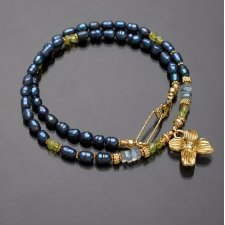 Pearls /navy blue/ perły naturalne - choker /31.03.26/
