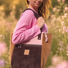 Brązowo-różowa duża torba shopper Devon