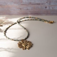Naszyjnik SUNFLOWER ✧ jaspis dalmatyński ✧ słonecznik