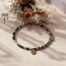 Delikatna bransoletka MONSTERA ✧ agat indyjski ✧ liść monstery