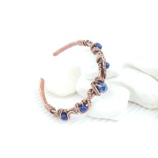 Miedziana bransoleta mankietowa z lapis lazuli