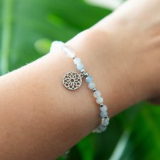 Bransoletka z kamieni MANDALA ✧ akwamaryn i opal