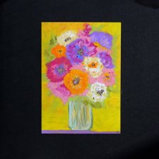 Kwiaty w wazonie pastela olejna A4