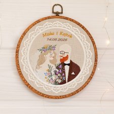 Haft ślubny w tamborku 20 cm, indywidualna pamiątka ślubna, rocznicowa 50