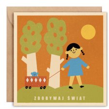kartka okolicznościowa Zdobywaj świat + koperta