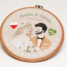 Haft ślubny w tamborku 20 cm, indywidualna pamiątka ślubna, rocznicowa 54
