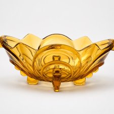 Bursztynowa Żardiniera Art Deco Irene August Walther & Söhne szkło prasowane Vintage oryginał