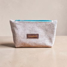 Kosmetyczka handmade Raspberi kremowa plecionka Unikat No Waste